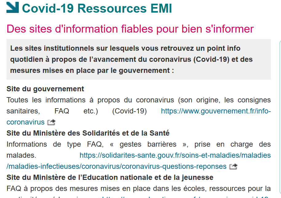 Covid-19 : Ressources EMI - des sites d'information fiables pour bien s ...